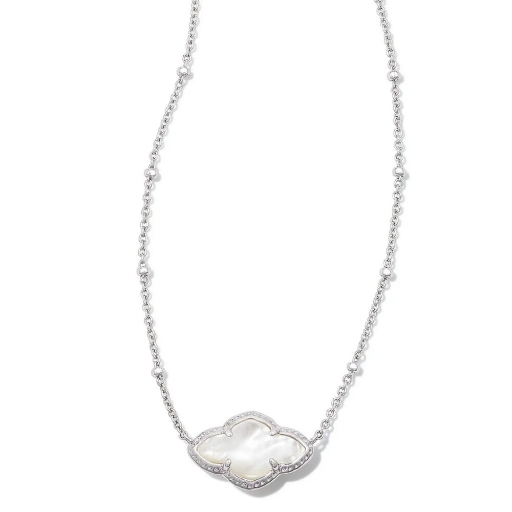 Abbie Silver Pendant Necklace in Ivory Mother-of-Pearl - Picture 5 of 8